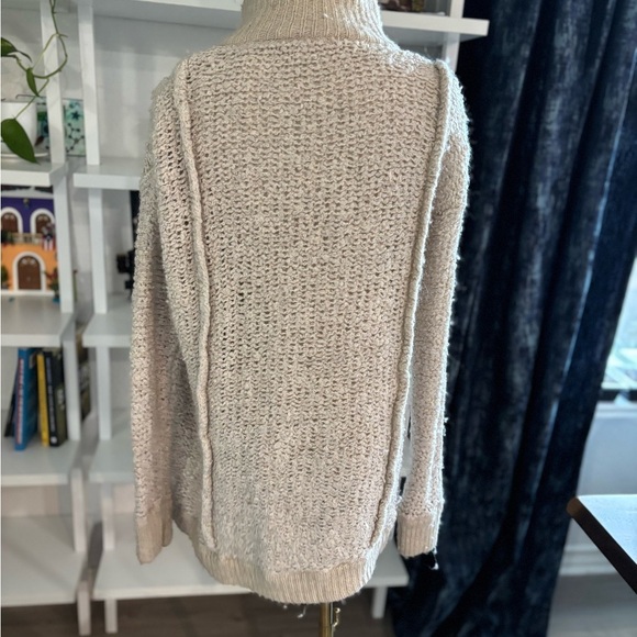 Cream Textured Zip-Up Sweater‎ - Picture 8 of 10